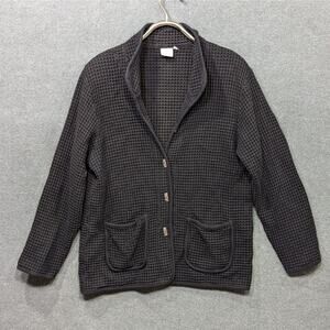 Focus USA Waffle Knit Cardigan Womens Medium Jacket Sweater Button Structure